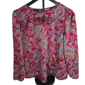 Talbots Shirt Paisley Blouse  Romantic Valentine Medium Petite